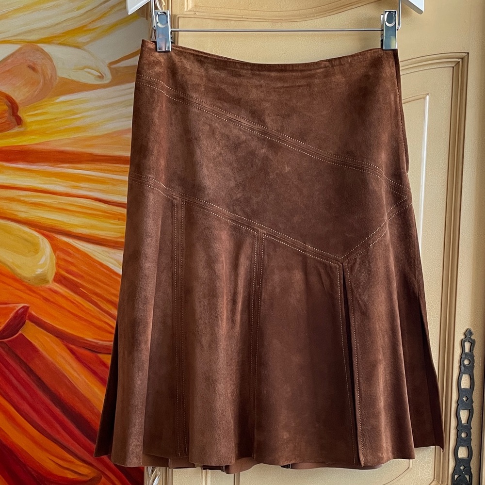 Danier Rich Brown A-Line Suede Skirt